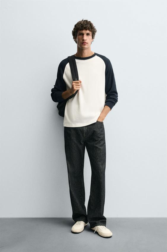 COLOR BLOCK WAFFLE KNIT T-SHIRT