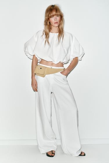 توب بوبلين غلوبو - أبيض الخاص بـ Zara