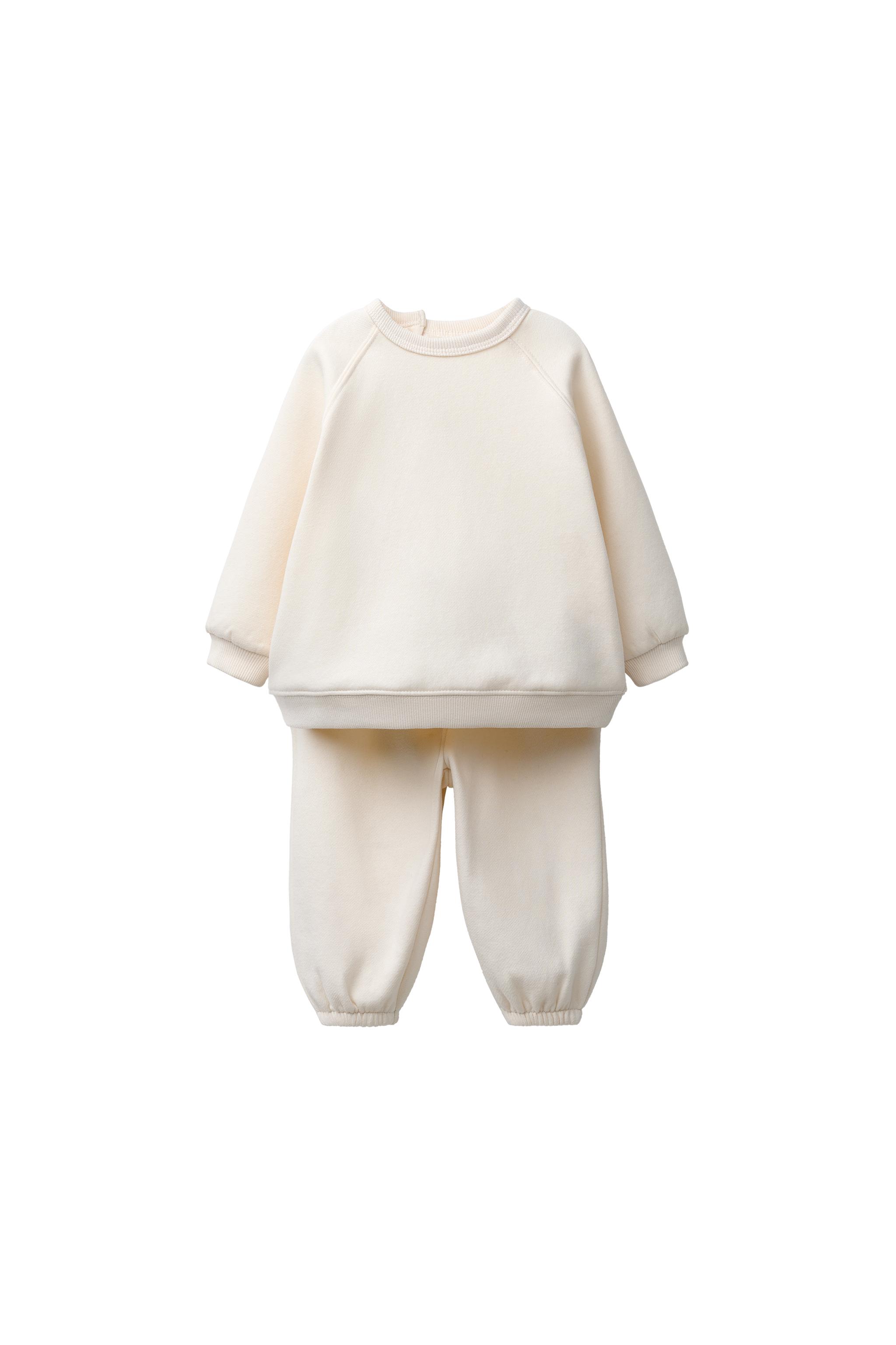 BASIC SWEATSHIRT AND JOGGER PANTS SET — Ecru