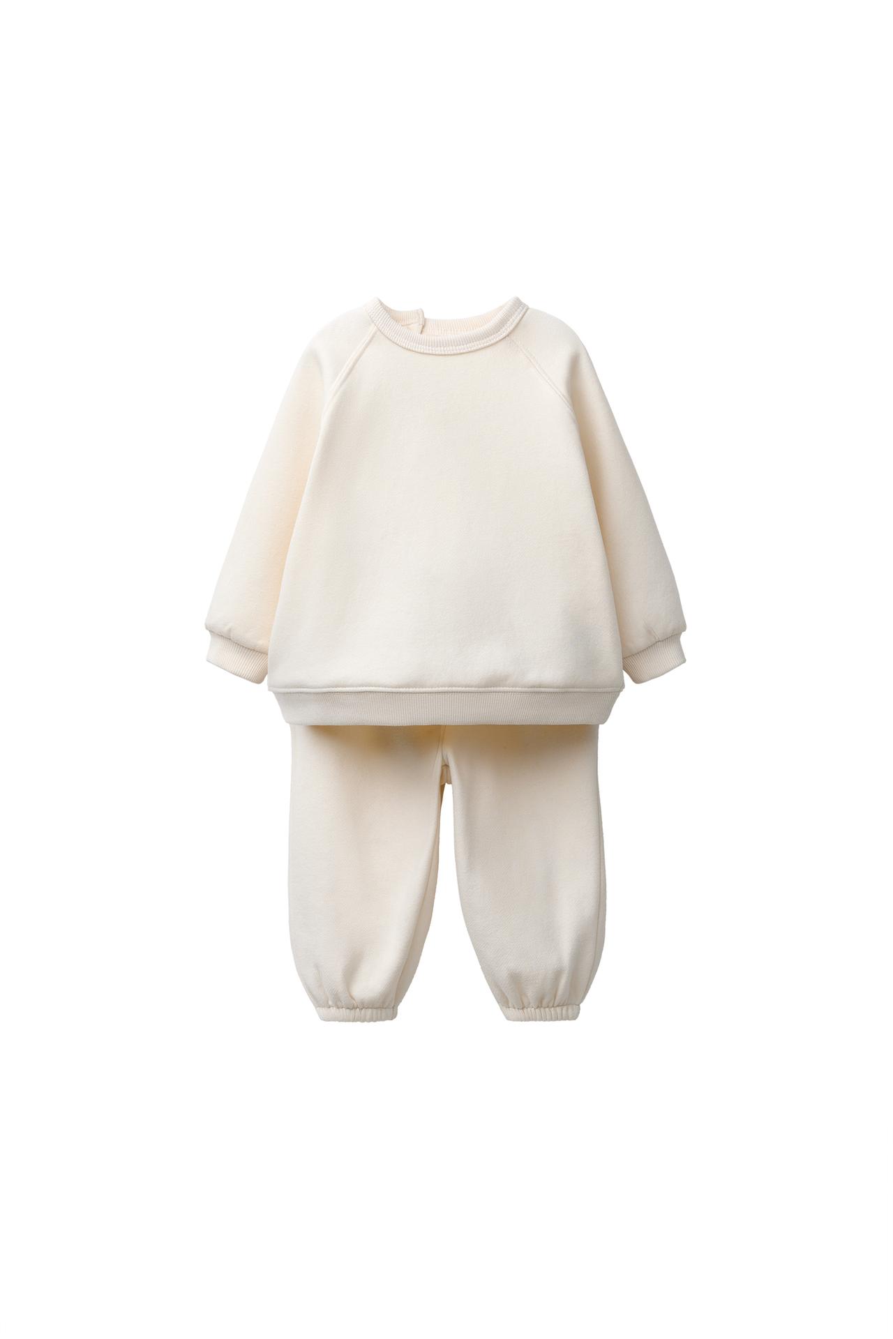 BASIC SWEATSHIRT AND JOGGER PANTS SET — Ecru