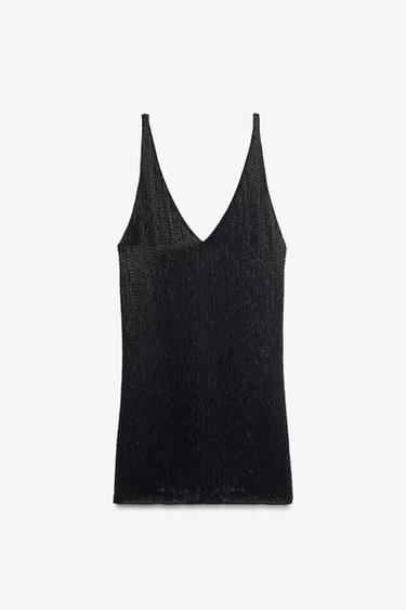 VESTIDO CORTO ABALORIOS X KATE MOSS - Negro de Zara