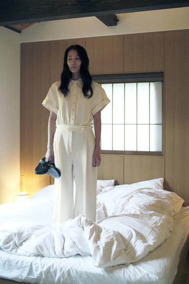 CREPE BUCKLE WAIST JUMPSUIT - Ecru by Zara