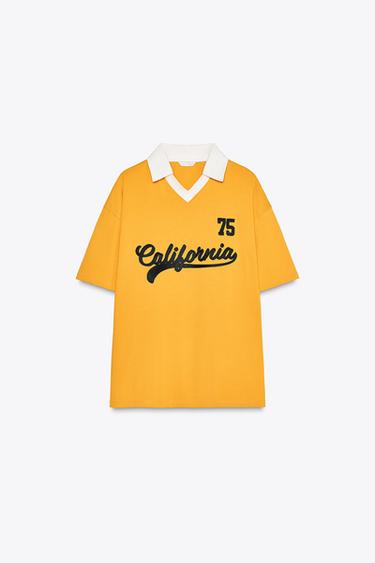EMBROIDERED POLO T-SHIRT - Mustard by Zara