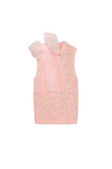 ORGANZA BOW KNIT TOP