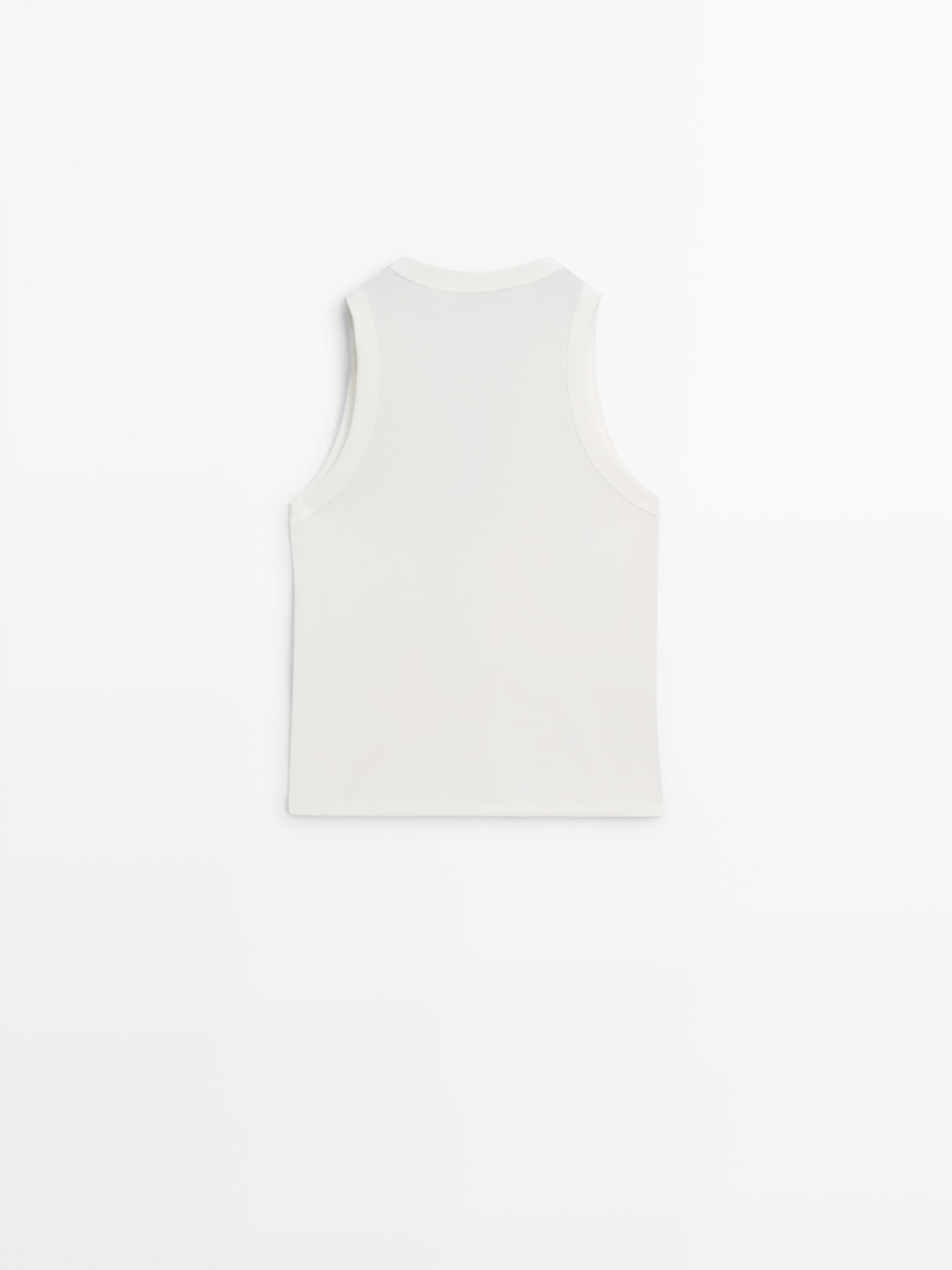 Haut col en V 100 % coton