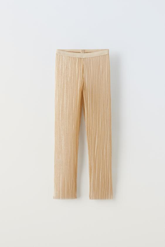 LEGGING PLISSÉ BRILLANT - Doré de Zara - Image 0