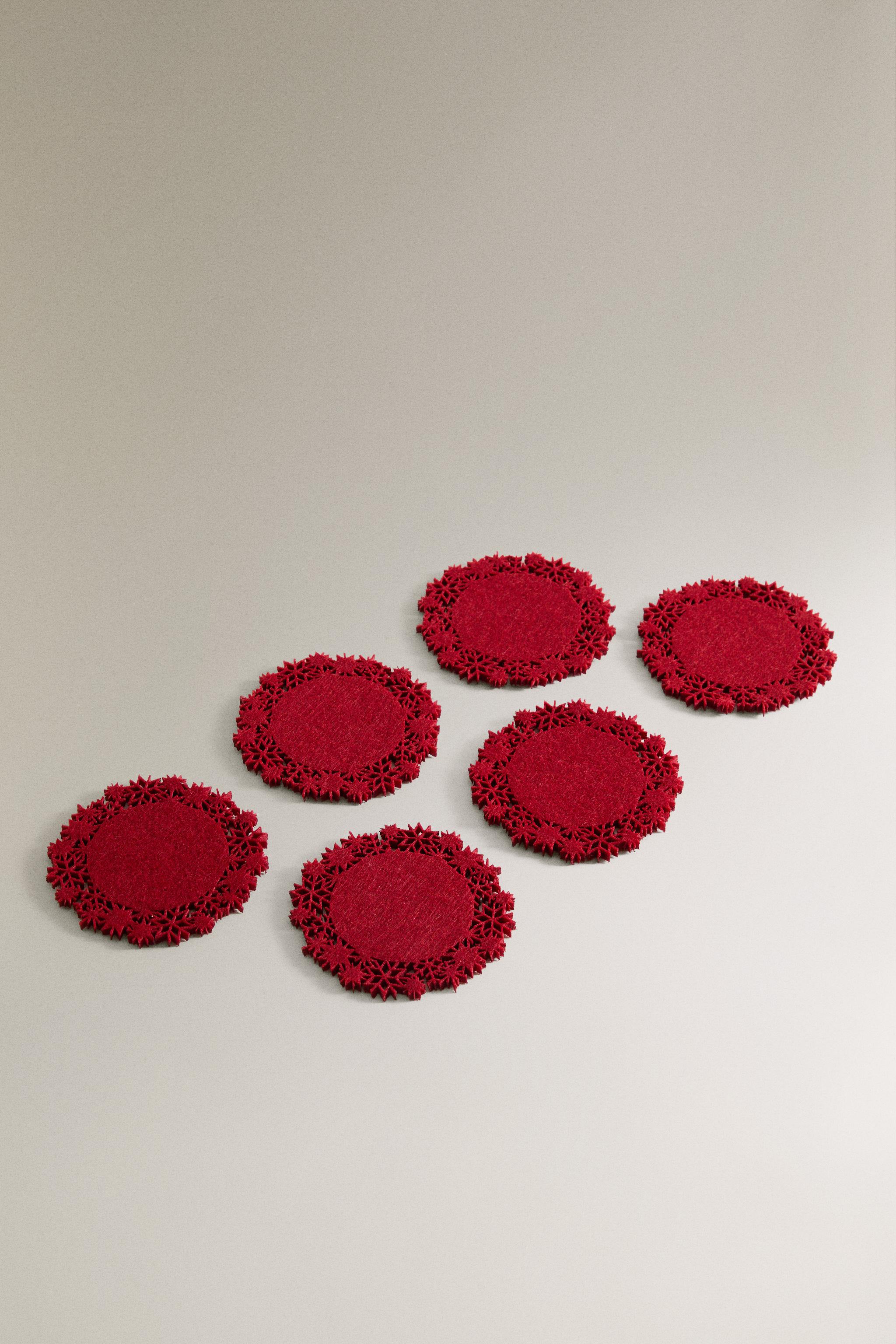 SET OF CHRISTMAS SNOWFLAKE FELT COASTERS (SET OF 6)