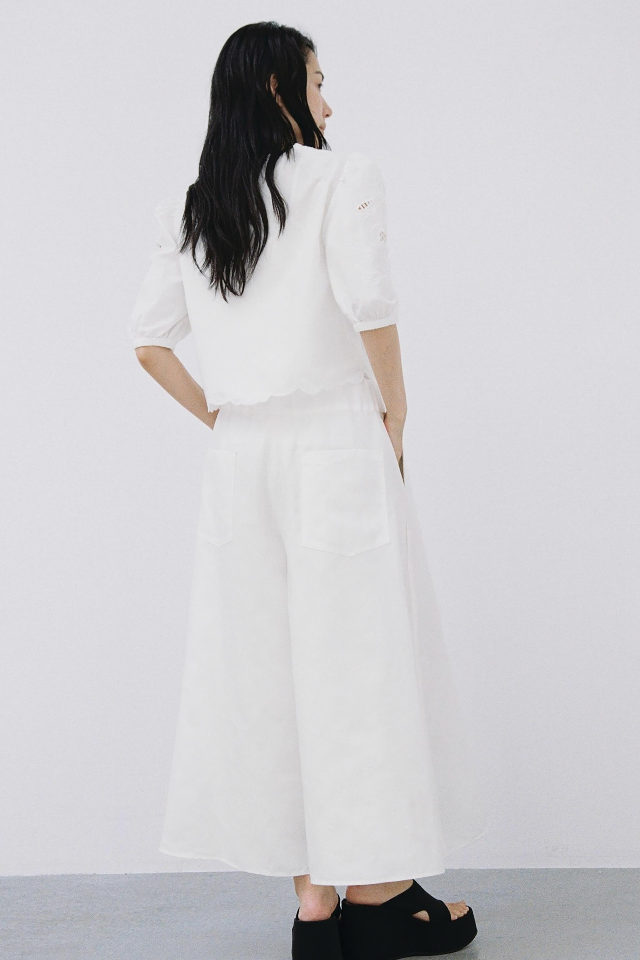 ZARA かわいいシンプル リネンボリュームパンツ ZW COLLECTION リネンボリュームパンツ ZW COLLECTION - ホワイト | ZARA Japan