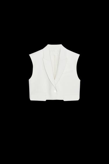 Zara FLAP SHORT VEST - Ecru - Image 0