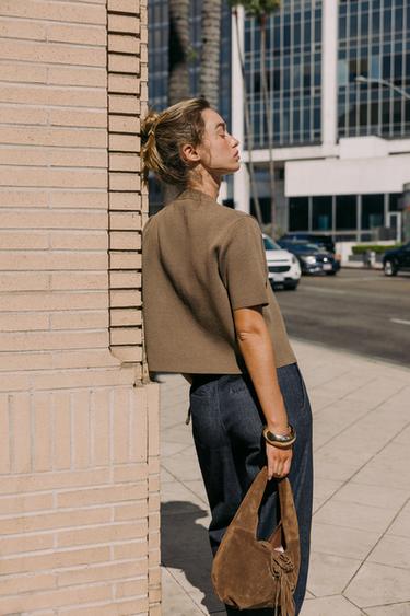 Z1975 BRAIDED BELT CHINO DENIM TROUSERS - Blue by Zara - Image 3