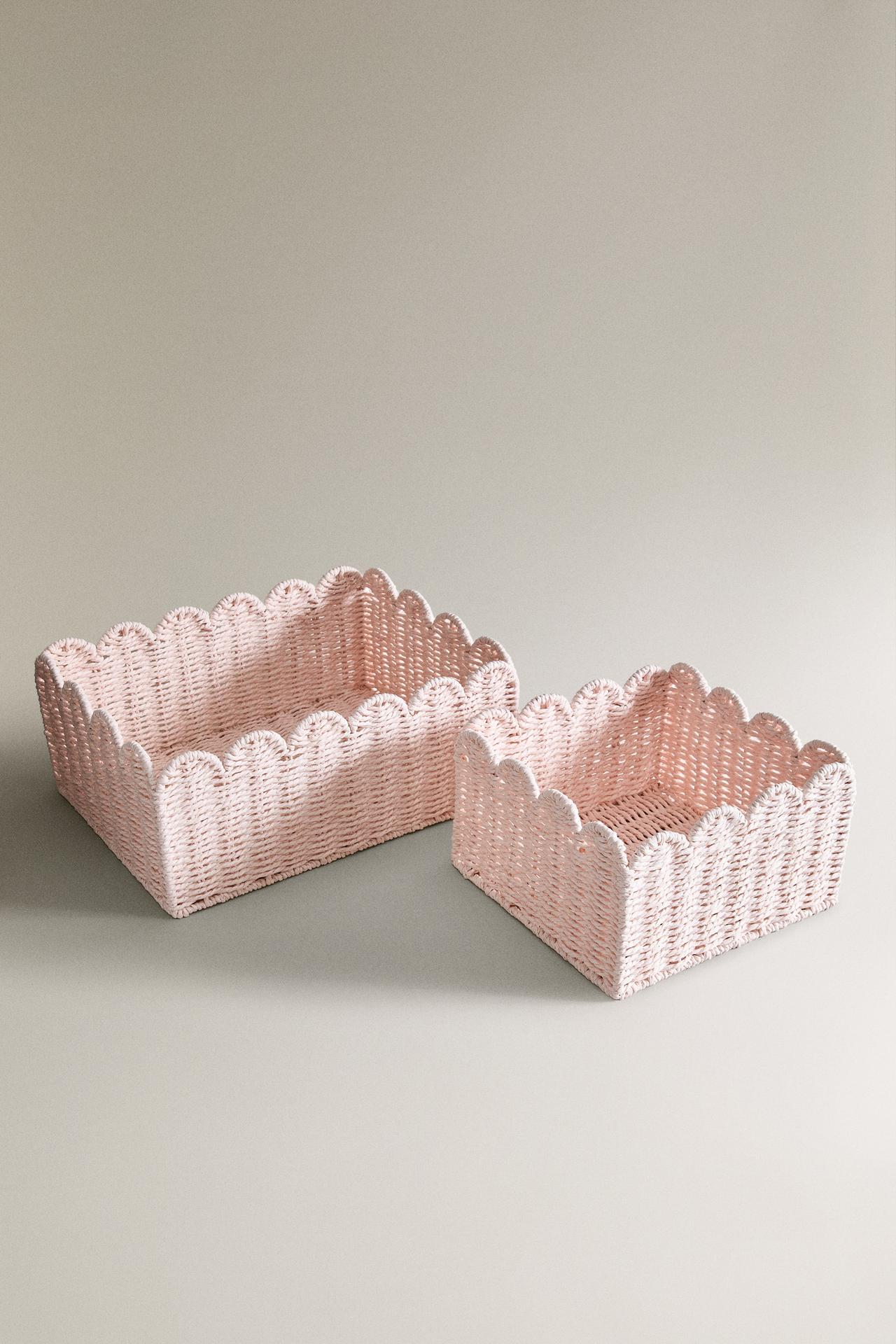 SMALL WAVY FIBRE BASKET — Pink