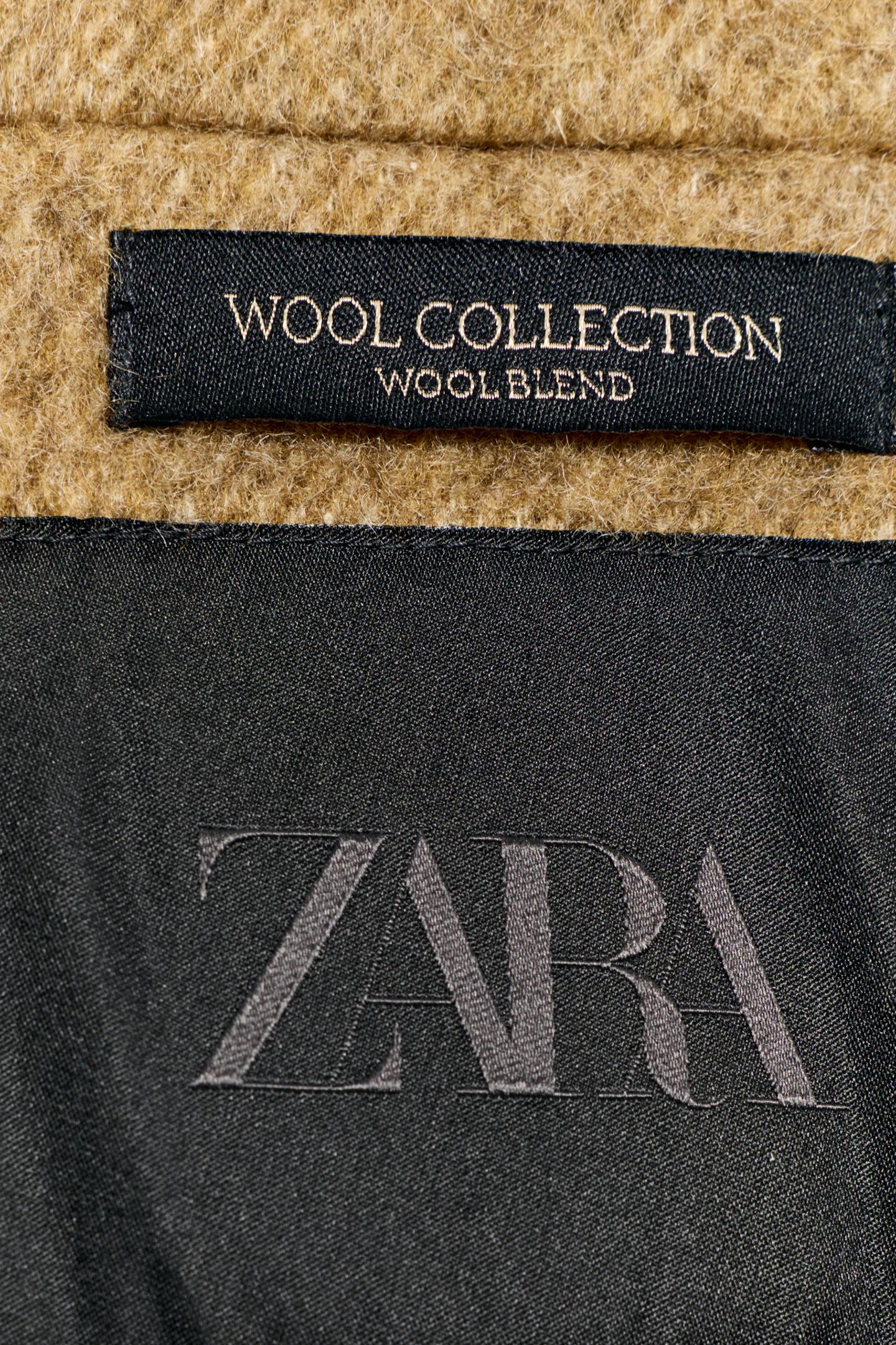 Женское пальто Zara ZW Collection Long Wool Blend, цвет: Горчичный — фото 11