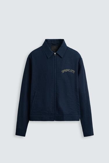 JAQUETA COM BORDADOS EM CONTRASTE - Azul da Zara