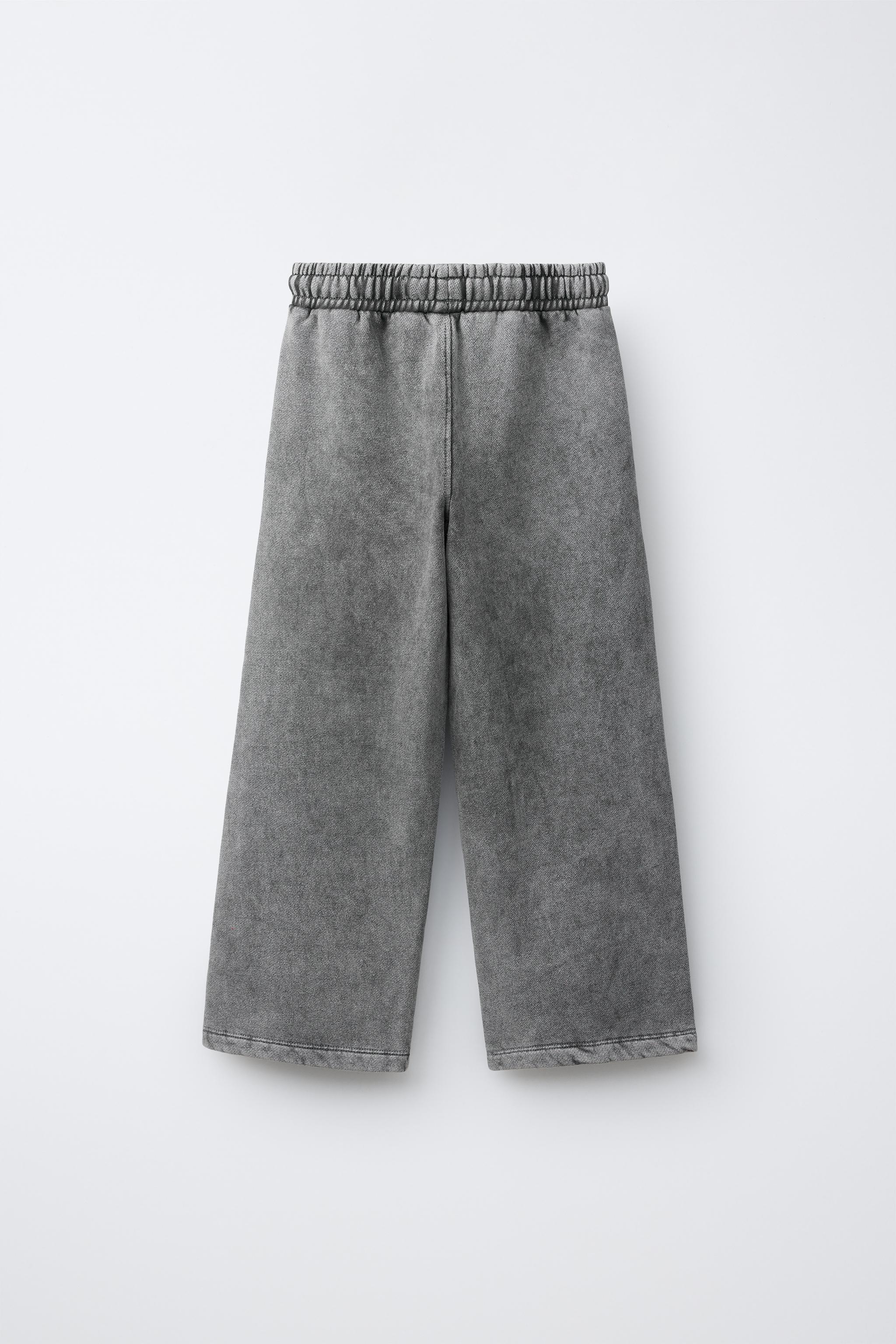 WASHED EFFECT WIDE LEG PANTS — Gray (alternate view)
