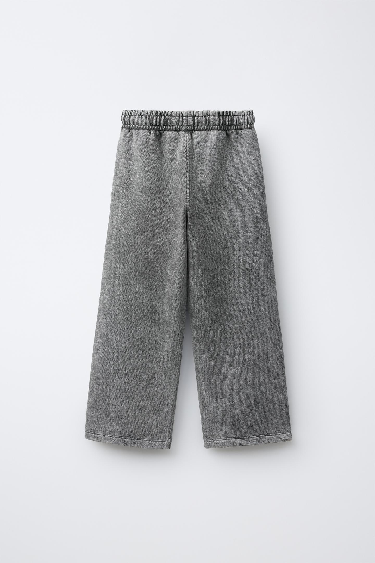Детские брюки Zara Washed Effect Wide Leg, цвет: Серый — фото 2