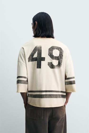 T-SHIRT COUPE BOXY EFFET DÉLAVÉ VINTAGE - Écru de Zara - Image 2