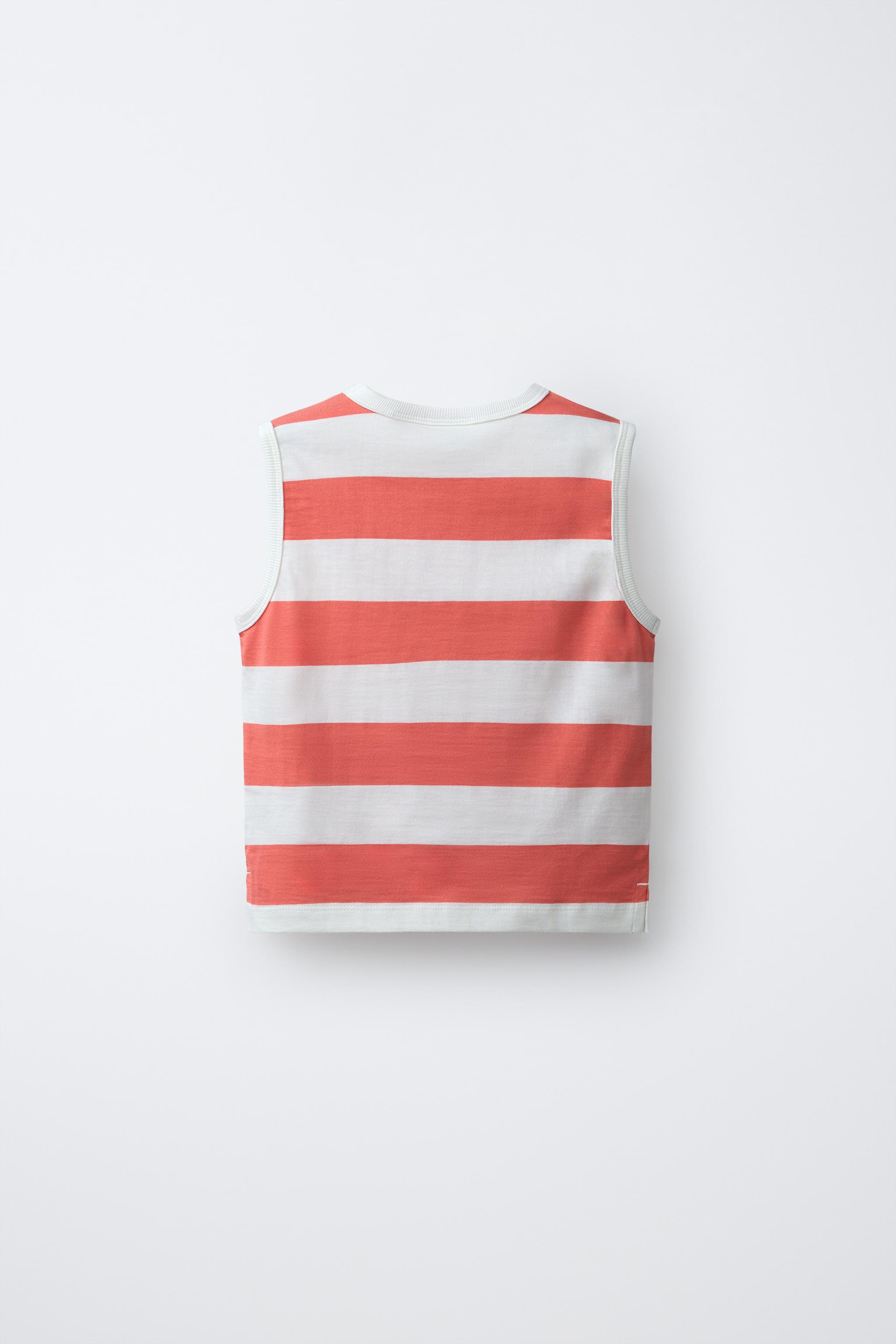 STRIPED SLEEVELESS TOP — Red / Coral