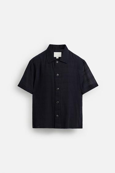 CHECK JACQUARD SHIRT - Blue by Zara