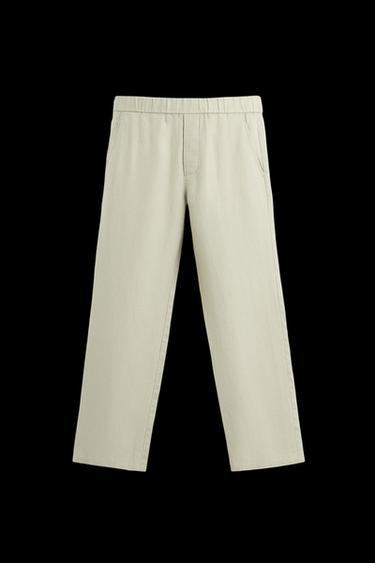 100% LINEN TROUSERS - Light beige by Zara - Image 0