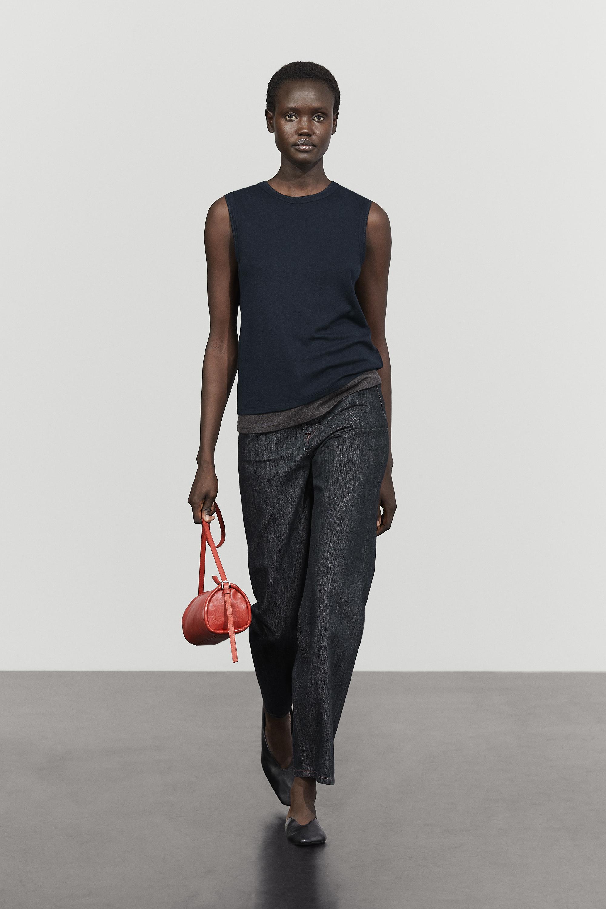 Wool blend double-layer T-shirt — Navy blue