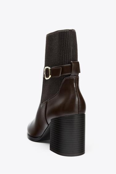 FABRIC UPPER HEELED ANKLE BOOTS - Brown by Zara - Image 5