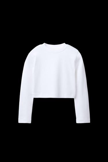 PLAIN CROPPED T-SHIRT - White by Zara - Image 0