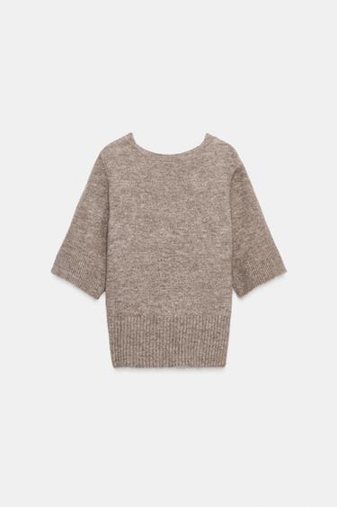 Zara OPEN BACK KNIT TOP - Brown / Taupe
