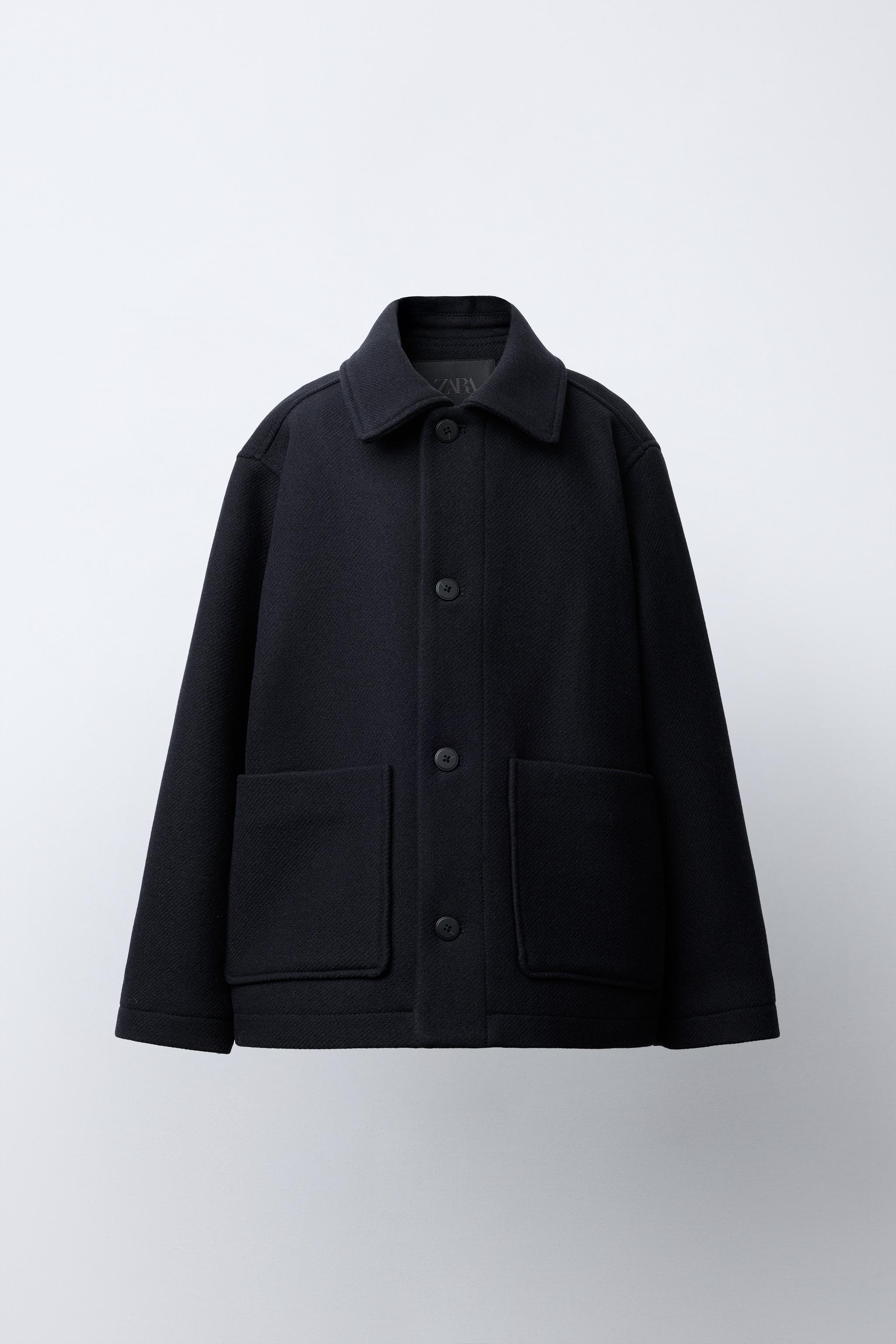 CROPPED WOOL CLOTH JACKET - Navy blue | ZARA Canada