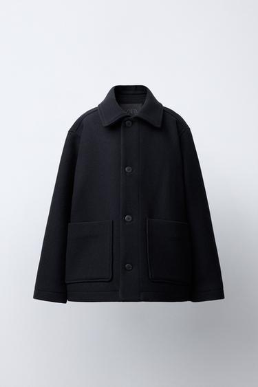 CROPPED WOOL BLEND JACKET - Navy blue by Zara - Image 0