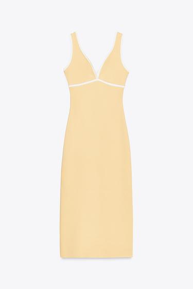 LONG CONTRAST DRESS - Yellow by Zara - Image 5