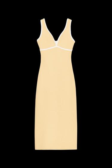 LANGES KLEID MIT KONTRAST - Gelb von Zara - Bild 0