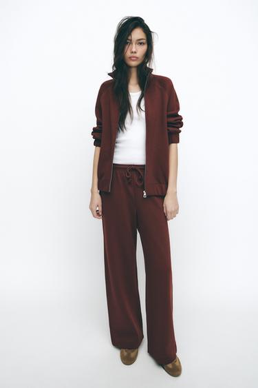 SOFT STRAIGHT-LEG TROUSERS - dark russet by Zara