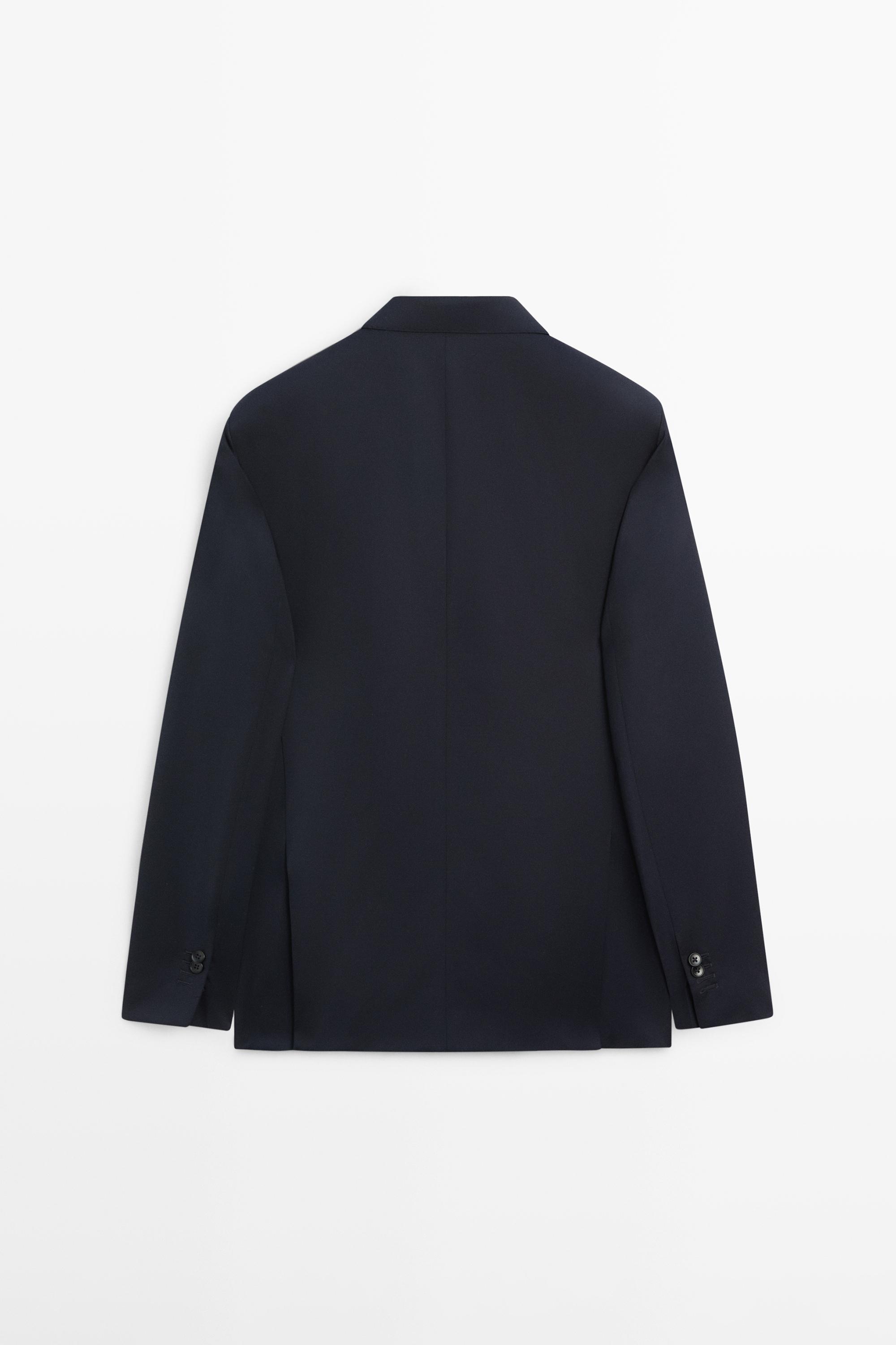 100% cool wool double-breasted suit blazer