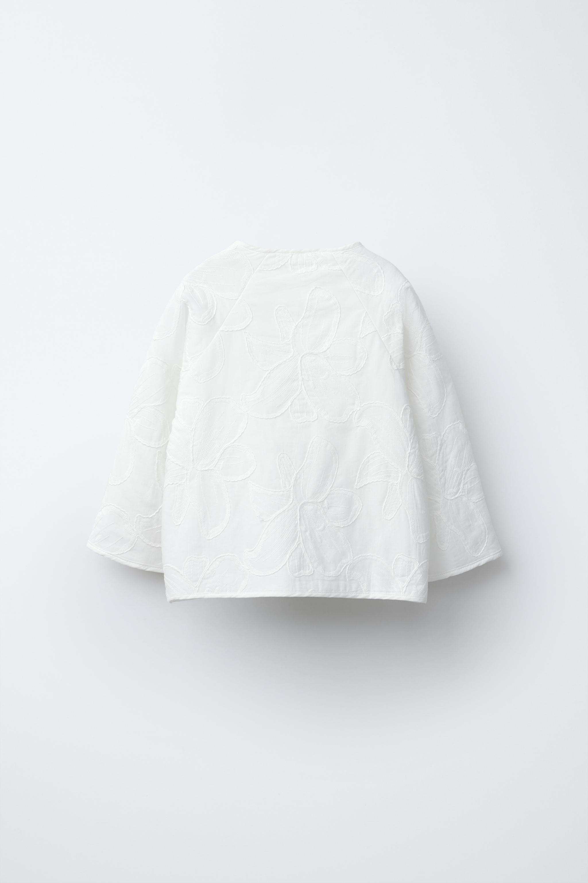 FLORAL EMBROIDERY CARDIGAN - White | ZARA United States