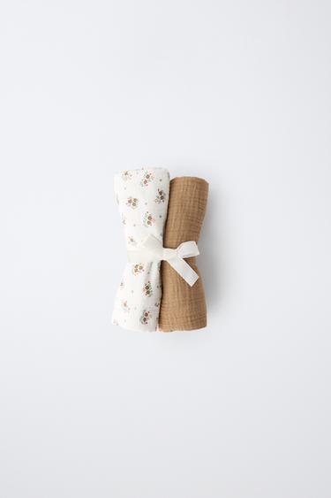 2-PACK OF TEXTURED FLORAL MUSLINS - Ecru by Zara - Image 0