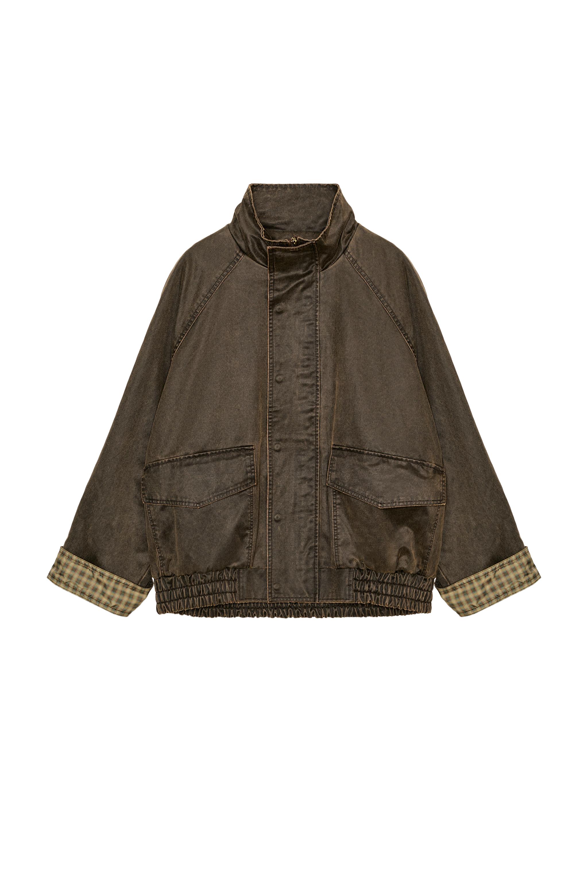 ウォッシュドチェックワックスフィニッシュジャケット - ダーク