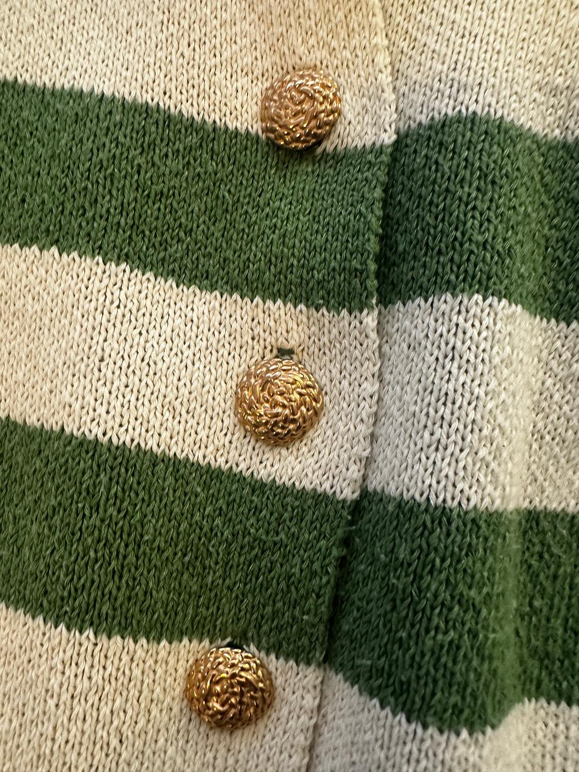 STRIPED KNIT CARDIGAN WITH GOLD BUTTONS - Image 3