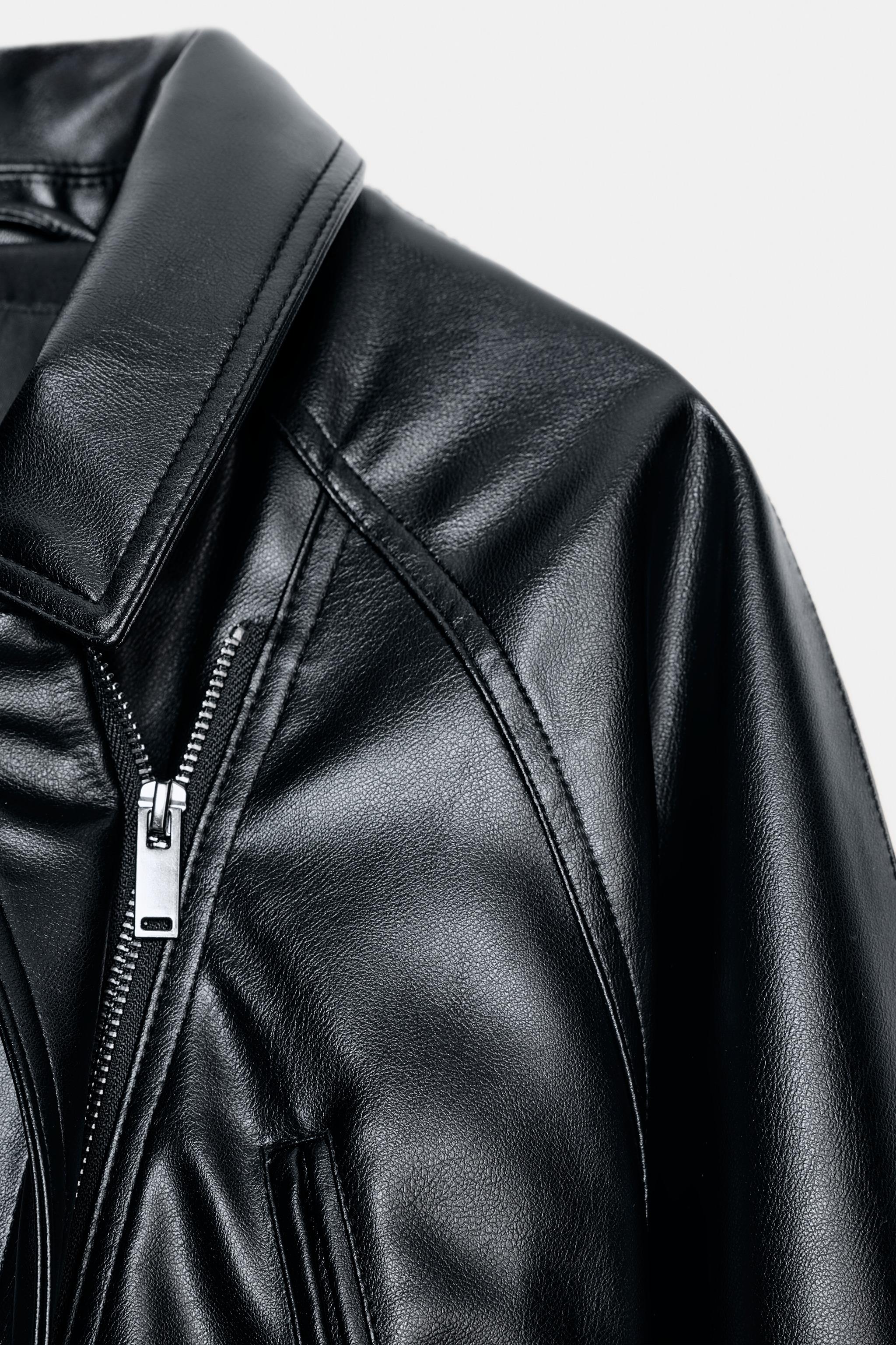 ベルト付きフェイクレザージャケット - ブラック | ZARA Japan / 日本
