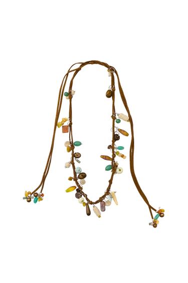 COLAR MULTIPOSIÇÕES CORDÃO PEDRAS - Castanho da Zara