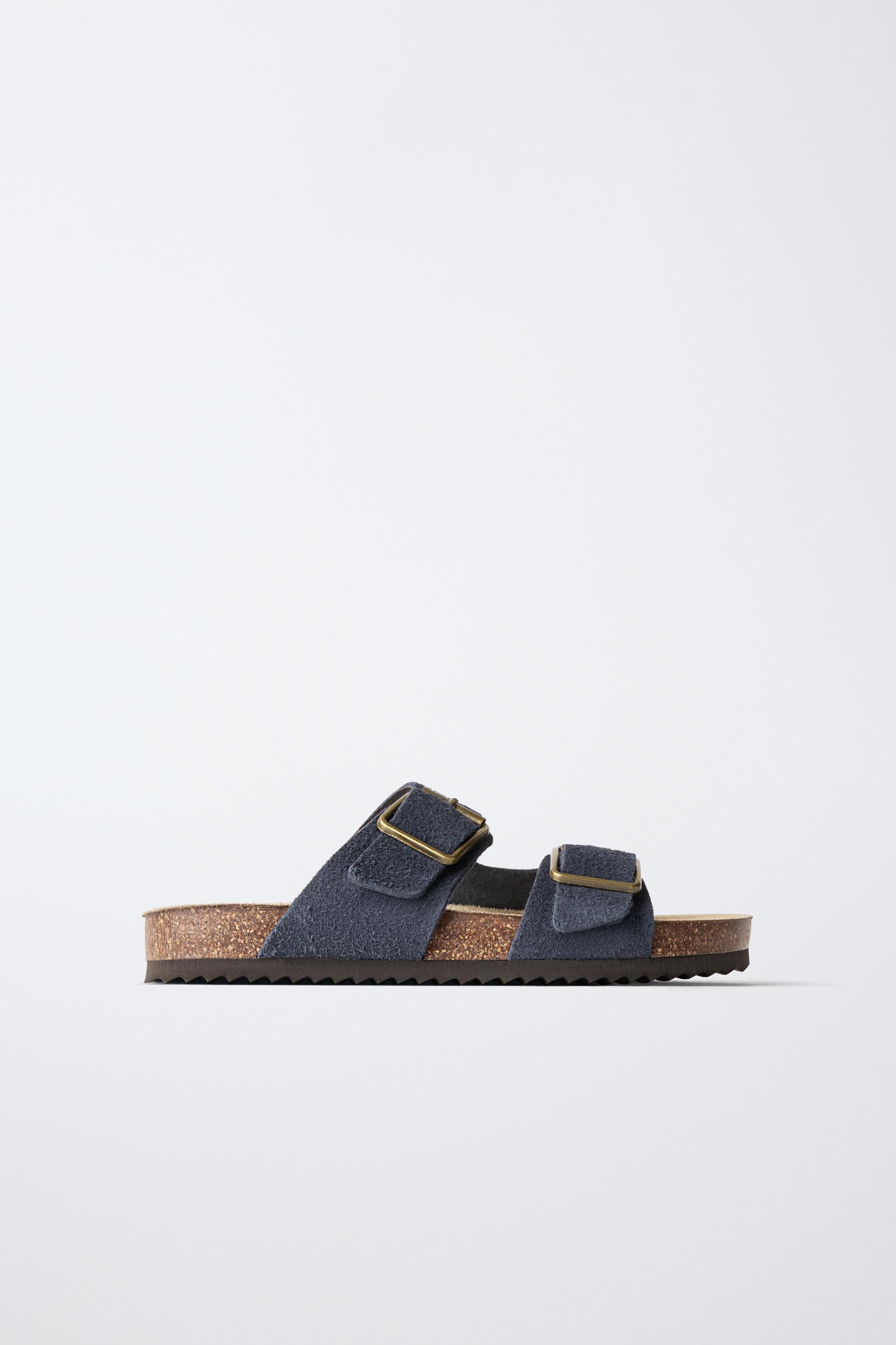 STORIESZ - LEATHER BUCKLE SANDALS — Navy Blue (alternate view)