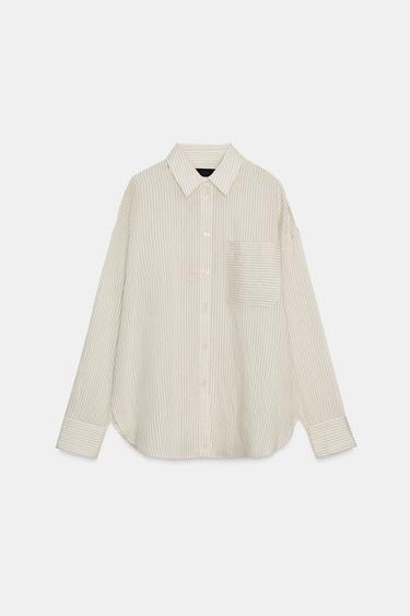 Zara ZW COLLECTION FLOWY STRIPED SHIRT - Black / White