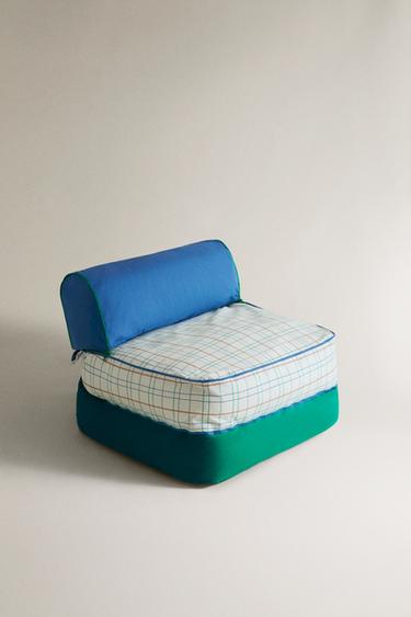 KINDER BODENPOUF BAUMWOLLE KAROS - Bunt von Zara - Bild 0