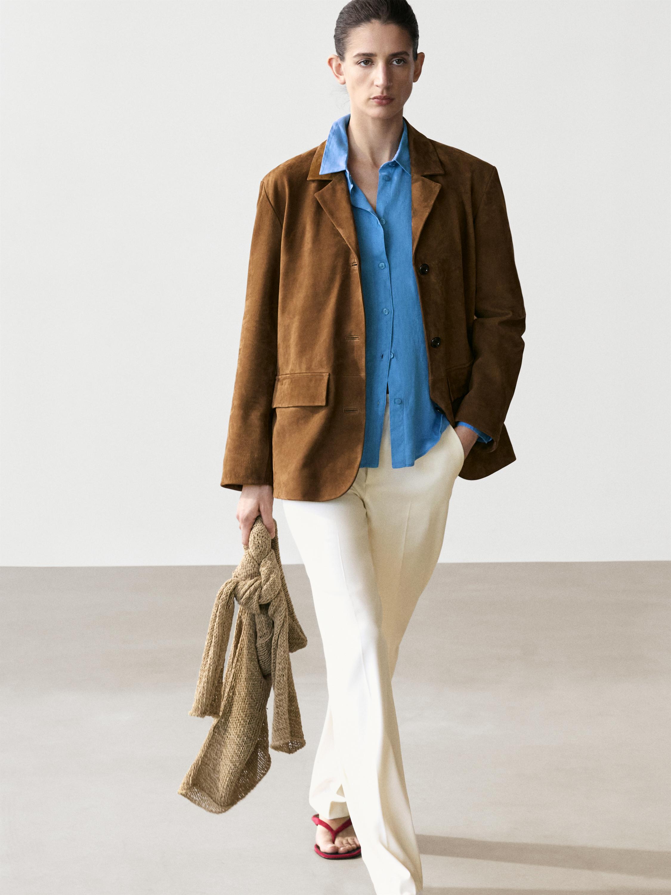 100% Suede lapel blazer — Dark mink