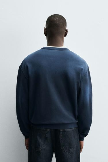 FADED CREW NECK SWEATSHIRT - Blue by Zara - Image 2