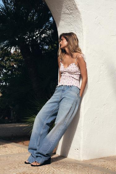 FLORAL PRINT TOP - Lilac / White by Zara - Image 0