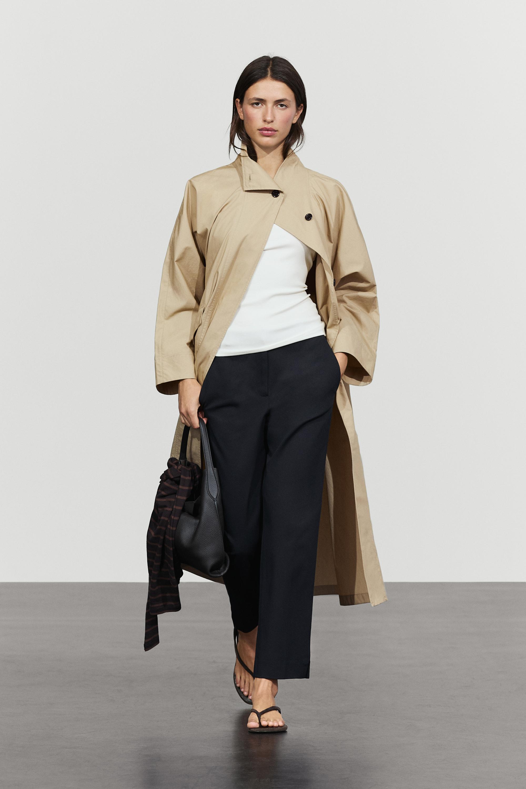 Straight stretch trousers — Navy blue