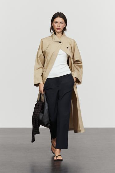 Zara Straight stretch trousers - Navy blue - Image 0