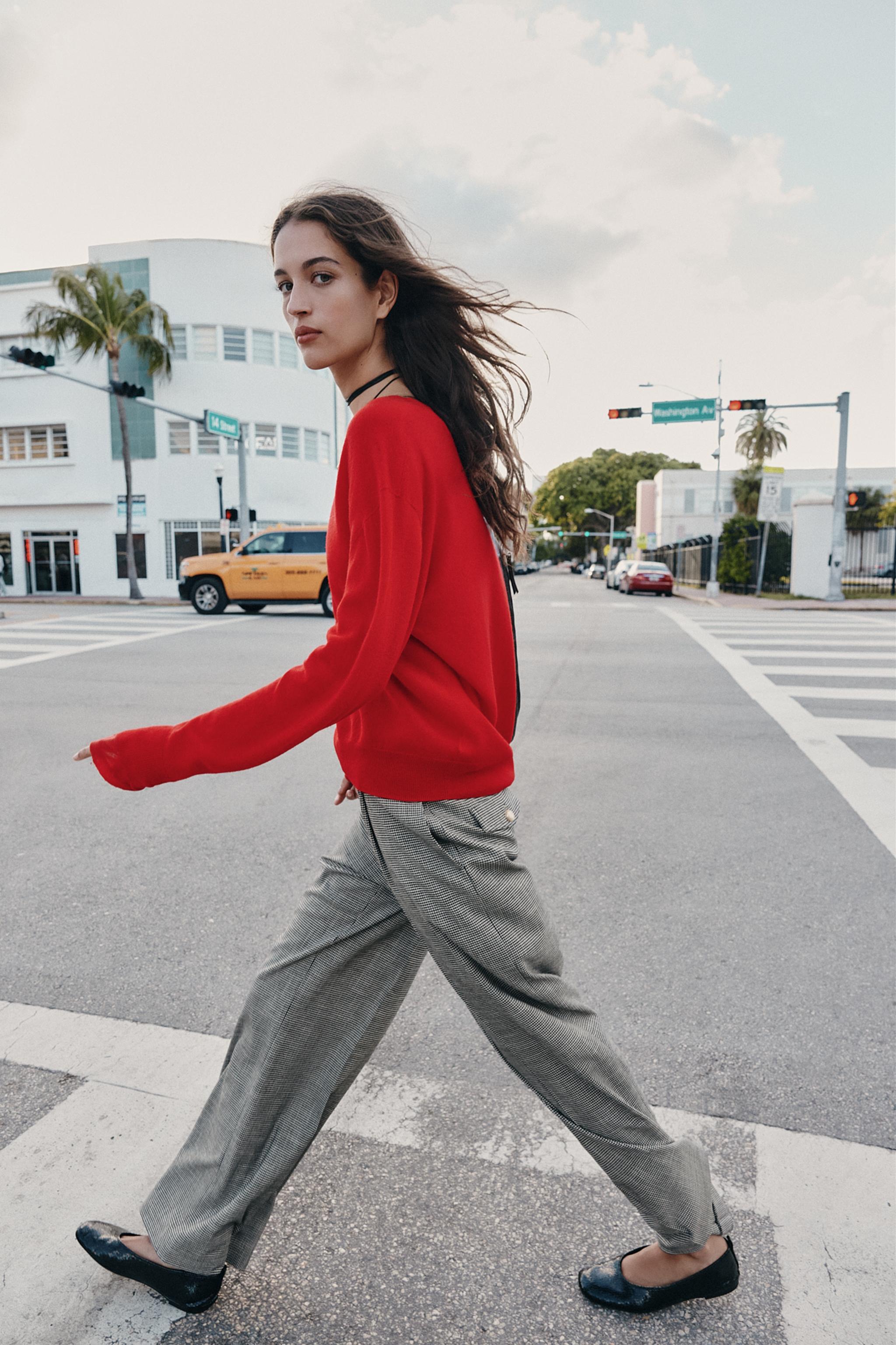 HOUNDSTOOTH WIDE LEG PANTS