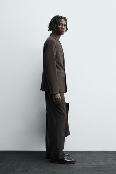 COSTUME STRUCTURÉ AVEC LAINE - ÉCRU/VERT KAKI de Zara - Image 1