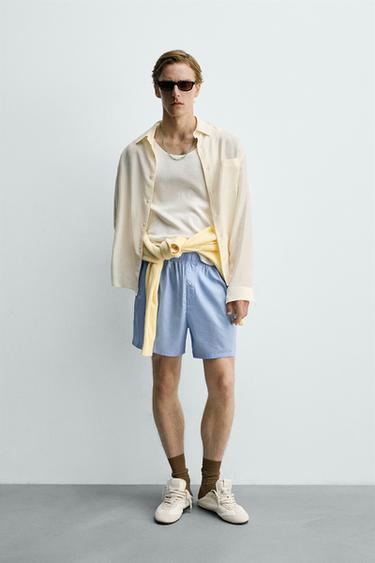 SOEPELVALLEND OVERHEMD VAN BAMBOE EN ZIJDE - Gebroken wit van Zara - Afbeelding 0